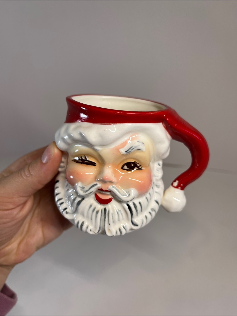 Vintage Napco Winking Santa Clause Mug Christmas Holiday MCM 1950s Kitschy Japan - Picture 8 of 11
